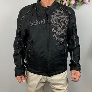 Authentic Harley Davidson Biker Jacket Black Size Large reflective (Rare)